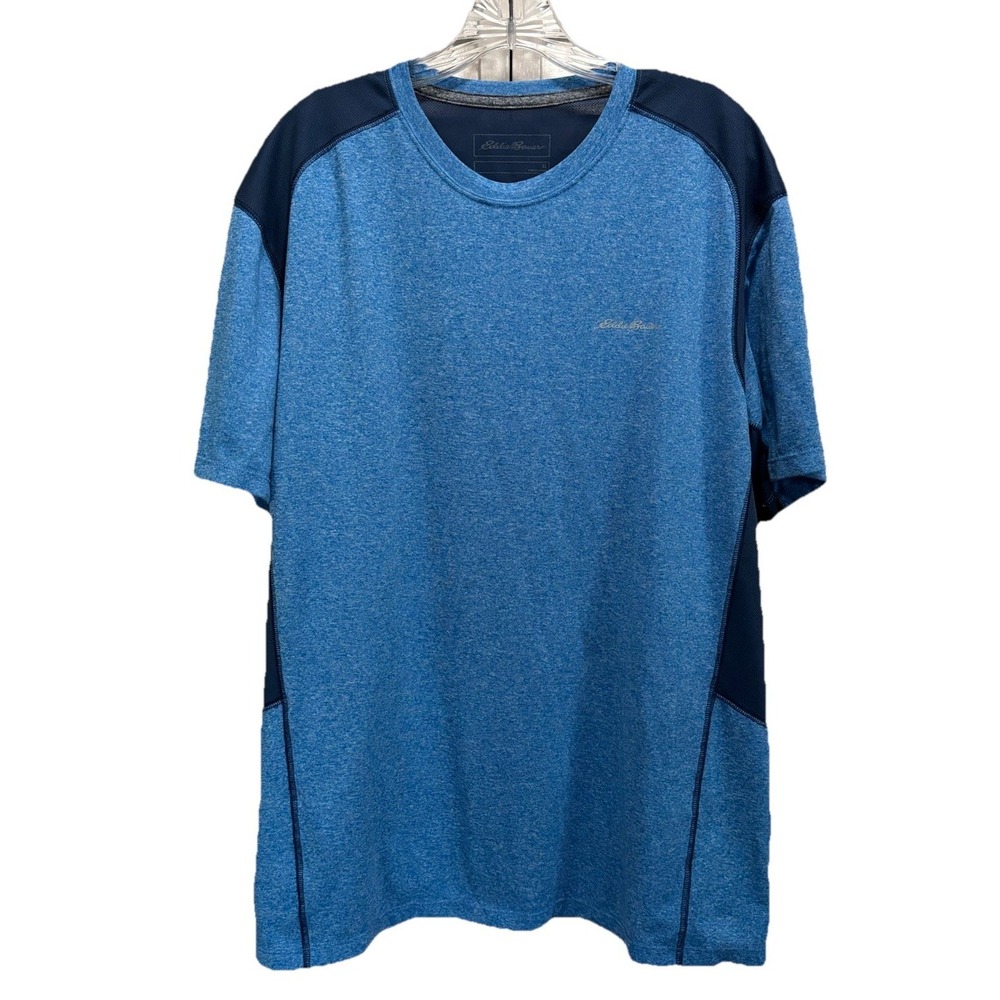 Eddie Bauer Mens Crew Neck Short Sleeve Active Top Blue Size XL Logo